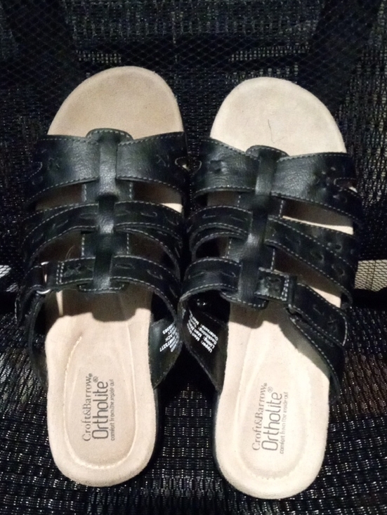 croft & barrow Shoes - croft & barrow Black Multi-Strap Ortholite Slide Sandals